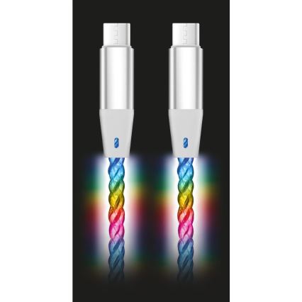 Aligator DATKP62 - cabo USB-C para USB-C com iluminação LED e Power Delivery de 65W, 1,2m