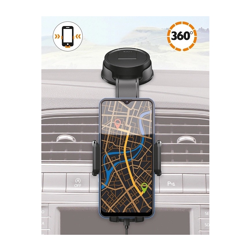 Aligator HA25 - Suporte veicular para telemóvel com braço flexível, preto