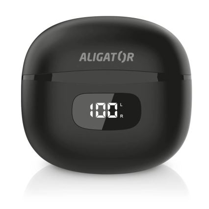 Aligator TWS08BK - Auscultadores sem fios com ANC, bateria 200 mAh + 2x 30 mAh, IP40, preto