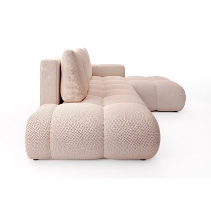 Sofá-cama de canto estofado em L ALMADA com espaço de arrumação, versão direita, rosa