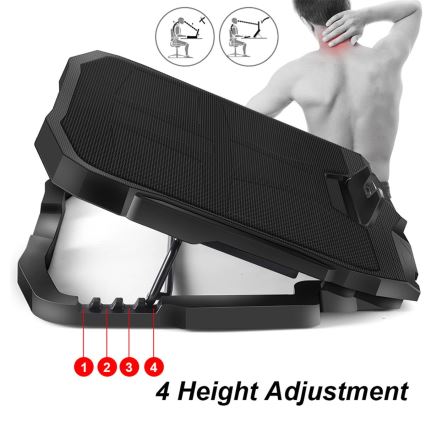 Almofada de arrefecimento para portátil 4x ventoinha 2xUSB preta