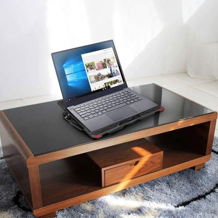 Almofada de arrefecimento para portátil 5x ventoinha 2xUSB preta