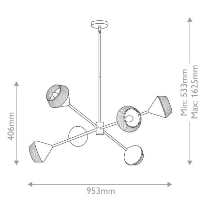 Alora Mood - Lustre de haste DAPHNE 6xE14/40W/230V preto/castanho