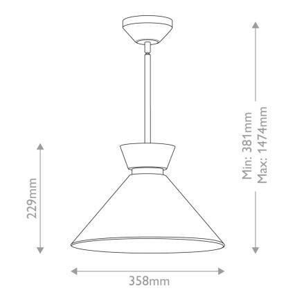 Alora Mood - Lustre de haste HALSTON 1xE27/60W/230V preto