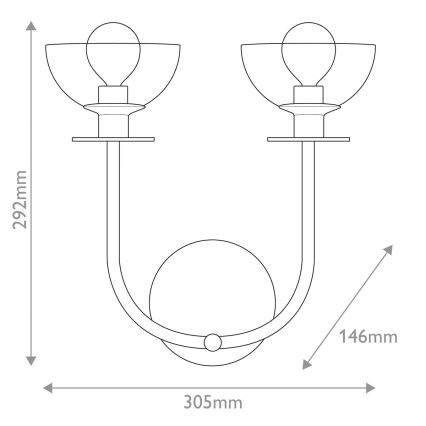 Alora Mood - Aplique de parede SYLVIA 2xE14/40W/230V dourado