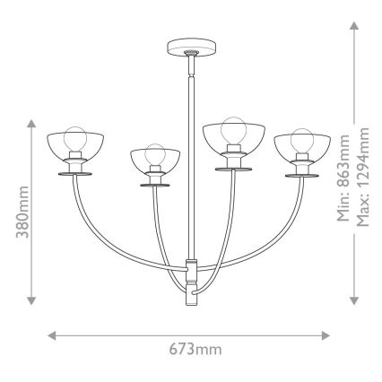 Alora Mood - Lustre de haste SYLVIA 4xE14/40W/230V preto