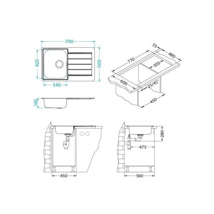 ALVEUS 1069147 - Lava-loiça de cozinha LINE 79x50 cm inox/acetinado