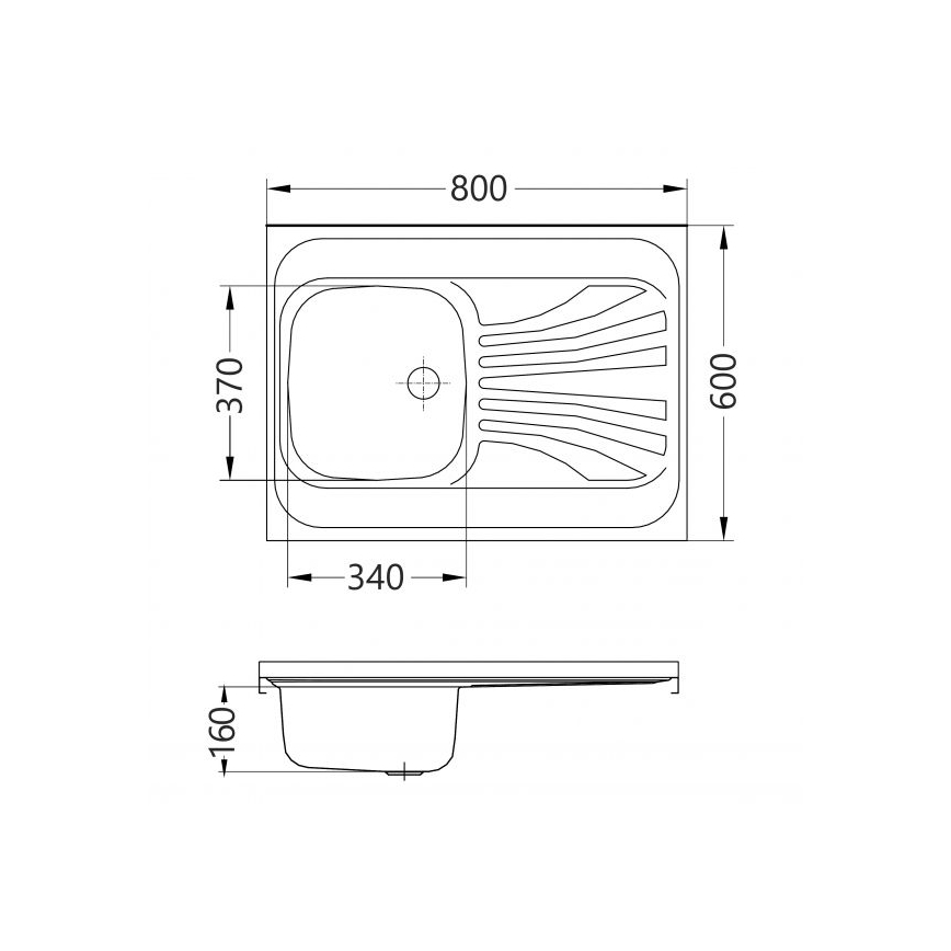 ALVEUS 1095618 - Pia de cozinha CLASSIC 80x60 cm aço mate/satin sem aba, giratória
