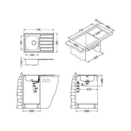 ALVEUS 1098938 - Lava-loiça de cozinha ZOOM 79x50 cm satin, para montagem superior