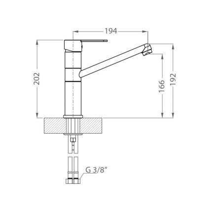 ALVEUS 1119875 - Torneira para lava-loiça ZENIT 20,2 cm granito/preto