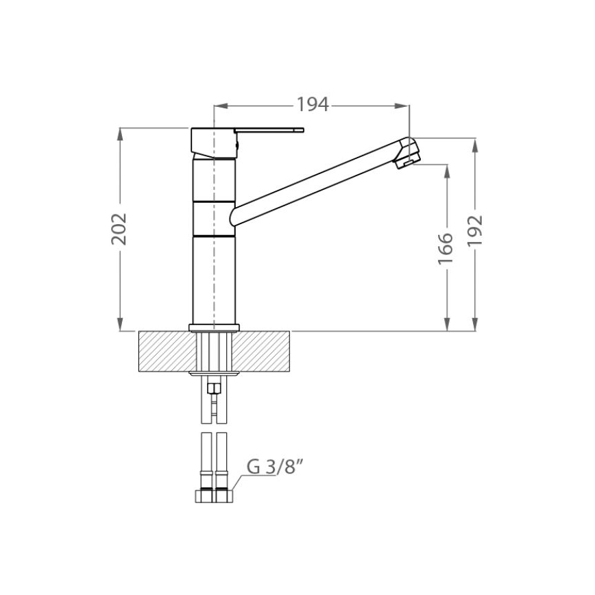 ALVEUS 1119875 - Torneira para lava-loiça ZENIT 20,2 cm granito/preto