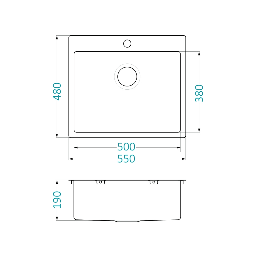 ALVEUS 1124382 - Lava-loiça de cozinha QUARTO 55x48 cm cetim