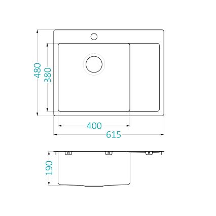 ALVEUS 1124383 - Lava-loiça de cozinha QUARTO 61,5x48 cm cetim