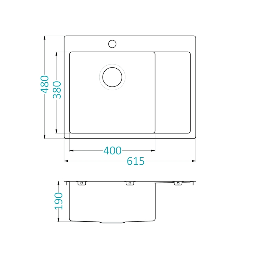 ALVEUS 1124383 - Lava-loiça de cozinha QUARTO 61,5x48 cm cetim