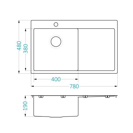 ALVEUS 1124384 - Lava-loiça de cozinha QUARTO 78x48 cm cetim