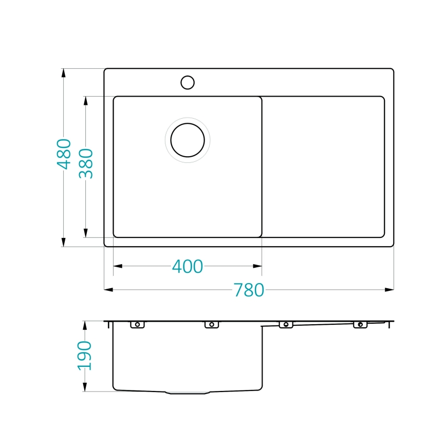 ALVEUS 1124384 - Lava-loiça de cozinha QUARTO 78x48 cm cetim