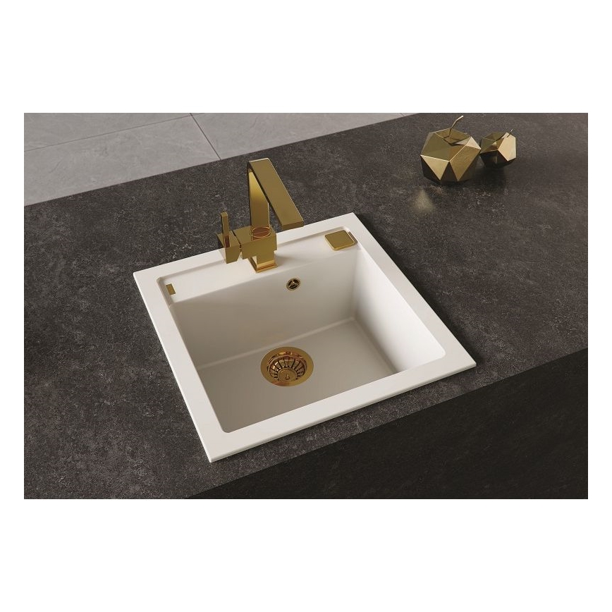 ALVEUS 1128395 - Lava-loiça de cozinha FORMIC 52x51 cm granito/branco