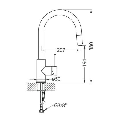 ALVEUS 1129020 - Torneira de lavatório com pulverizador extensível DELOS 38 cm granito/bege