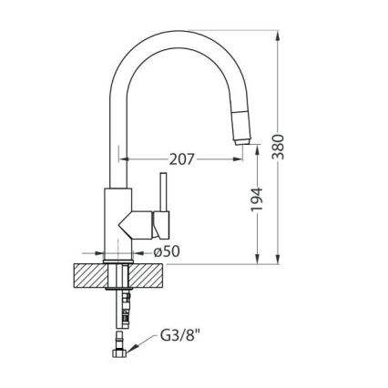 ALVEUS 1129021 - Torneira de cozinha com chuveiro extraível DELOS 38 cm cromo brilhante