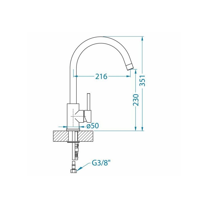 ALVEUS 1129028 - Torneira para lava-loiça ELZA 35,1 cm escovado aço