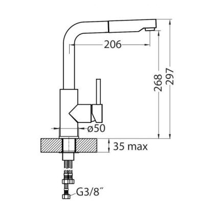 ALVEUS 1129048 - Torneira de lavatório com pulverizador extensível SIROS 29,7 cm granito/preto