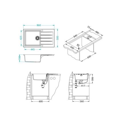 ALVEUS 1132029 - Lava-loiça de cozinha CADIT 86x50 cm granito/bege