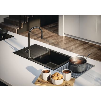 ALVEUS 1132179 - Torneira de lavatório com pulverizador extensível NERINA 46,8 cm aço inoxidável/preto