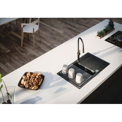 ALVEUS 1132179 - Torneira de lavatório com pulverizador extensível NERINA 46,8 cm aço inoxidável/preto