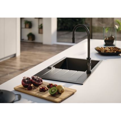 ALVEUS 1132179 - Torneira de lavatório com pulverizador extensível NERINA 46,8 cm aço inoxidável/preto