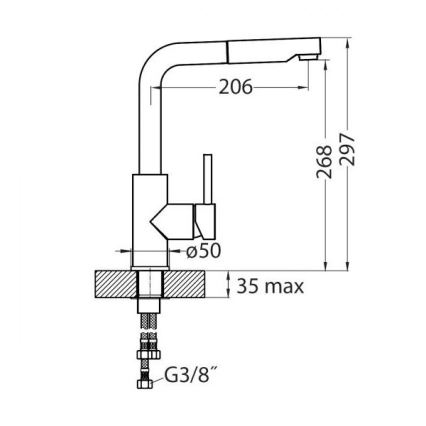ALVEUS 1135365 - Torneira de cozinha com chuveiro extraível SARA 29,7 cm cromo brilhante