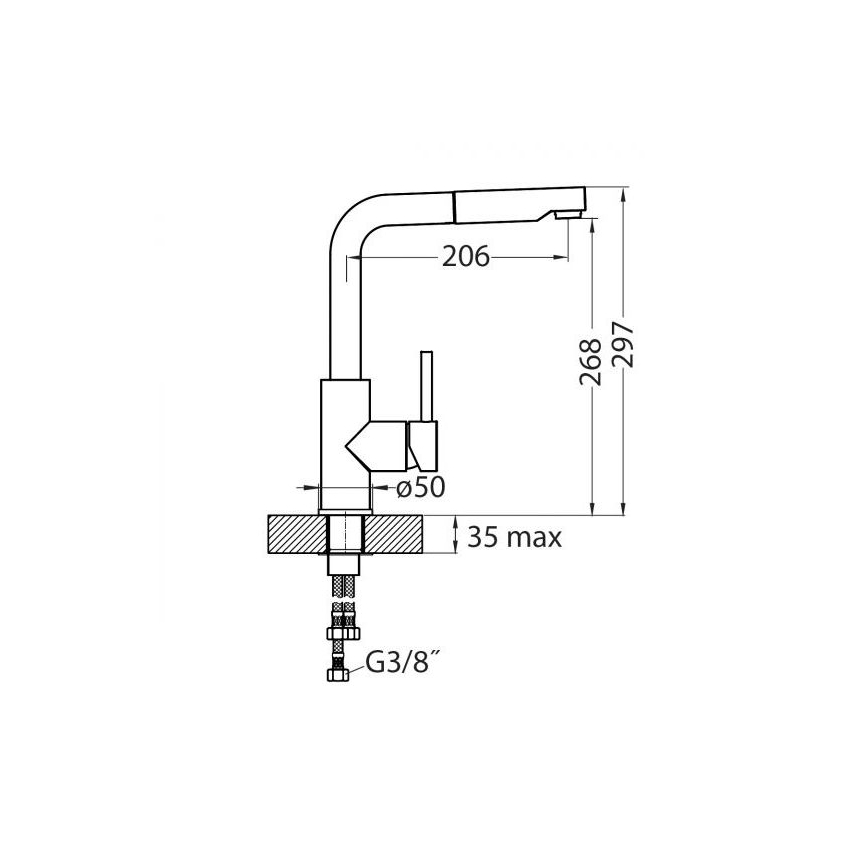 ALVEUS 1135365 - Torneira de cozinha com chuveiro extraível SARA 29,7 cm cromo brilhante
