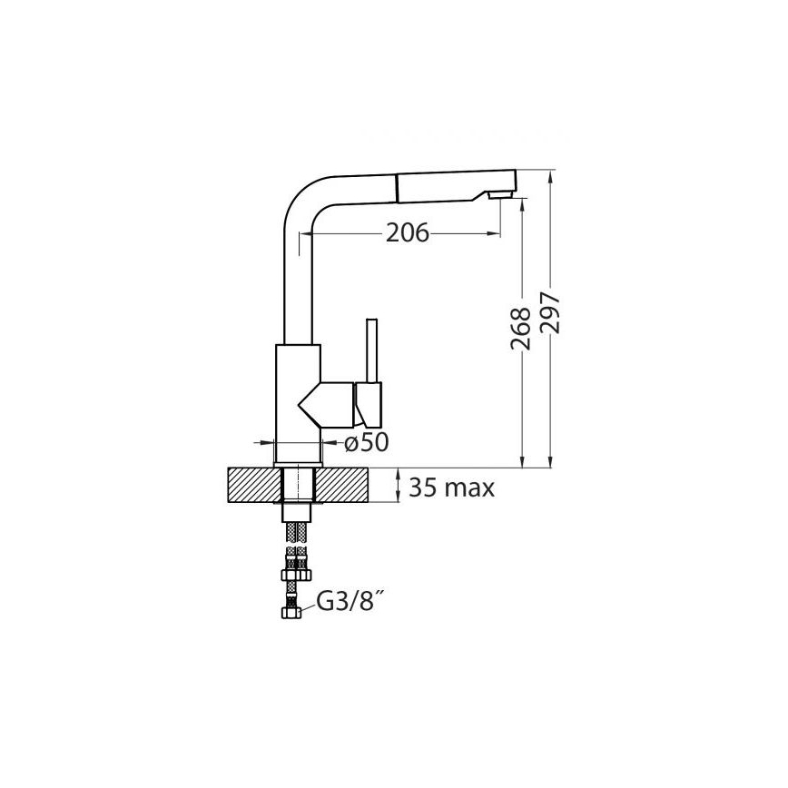ALVEUS 1135366 - Torneira de cozinha com chuveiro extraível SARA 29,7 cm satinada