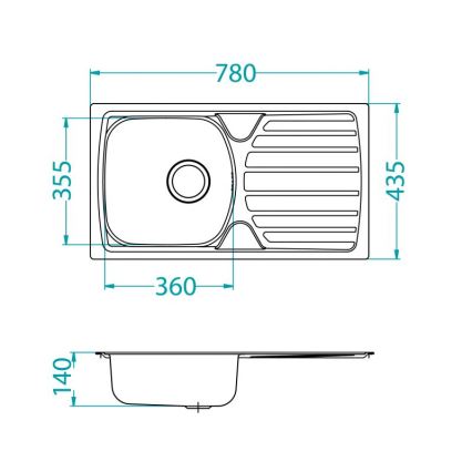 ALVEUS 1136539 - Lava-loiça de cozinha BASIC 78x43,5 cm mate aço/satin, grande outlet
