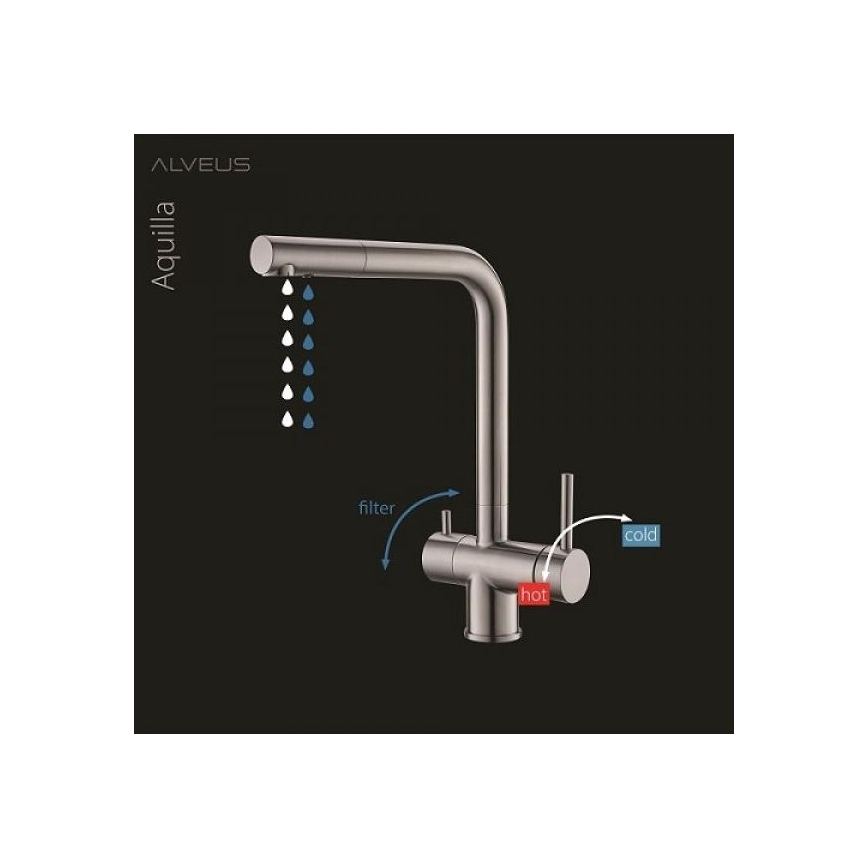 ALVEUS 1139808 - Torneira para lava-loiça AGUILA 33,3 cm granito/preto