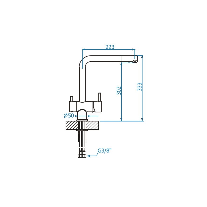 ALVEUS 1139808 - Torneira para lava-loiça AGUILA 33,3 cm granito/preto