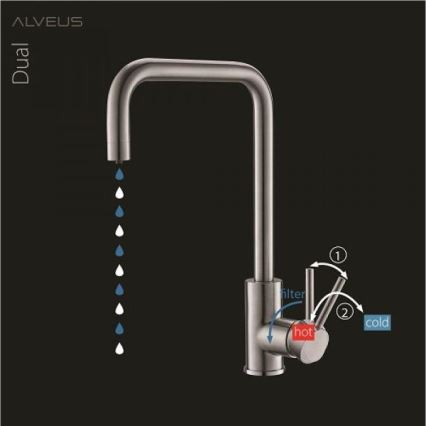ALVEUS 1139812 - Torneira para lava-loiça DUAL 37 cm granito/preto