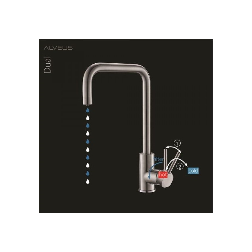 ALVEUS 1139812 - Torneira para lava-loiça DUAL 37 cm granito/preto