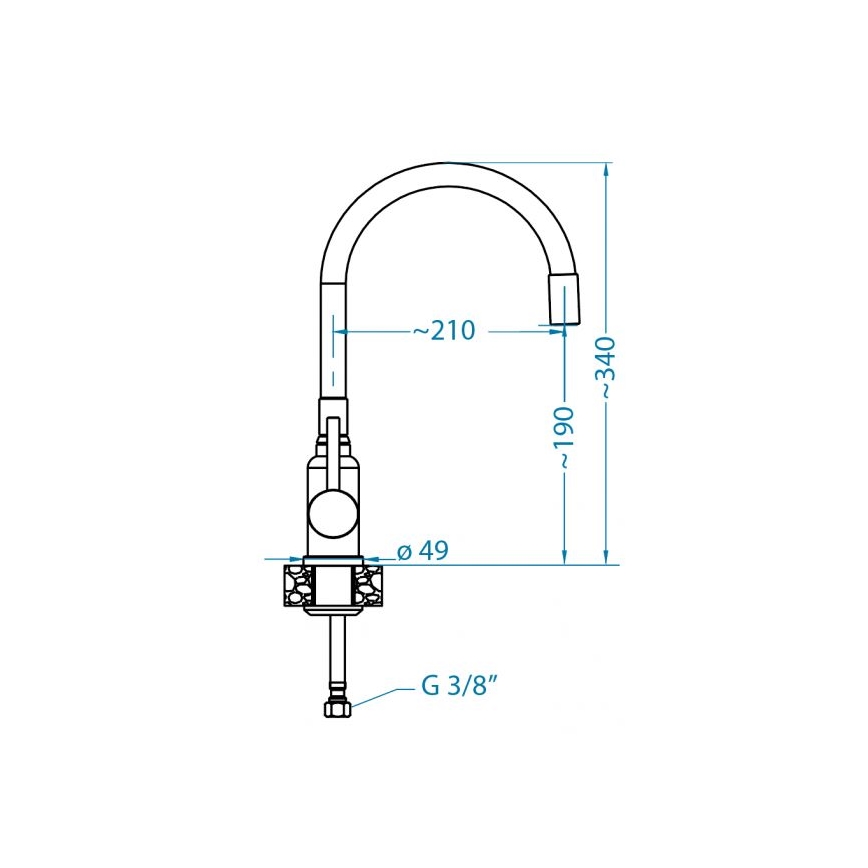 ALVEUS 1144429 - Torneira de cozinha com braço flexível MINTAS 34 cm, aço inoxidável/bege