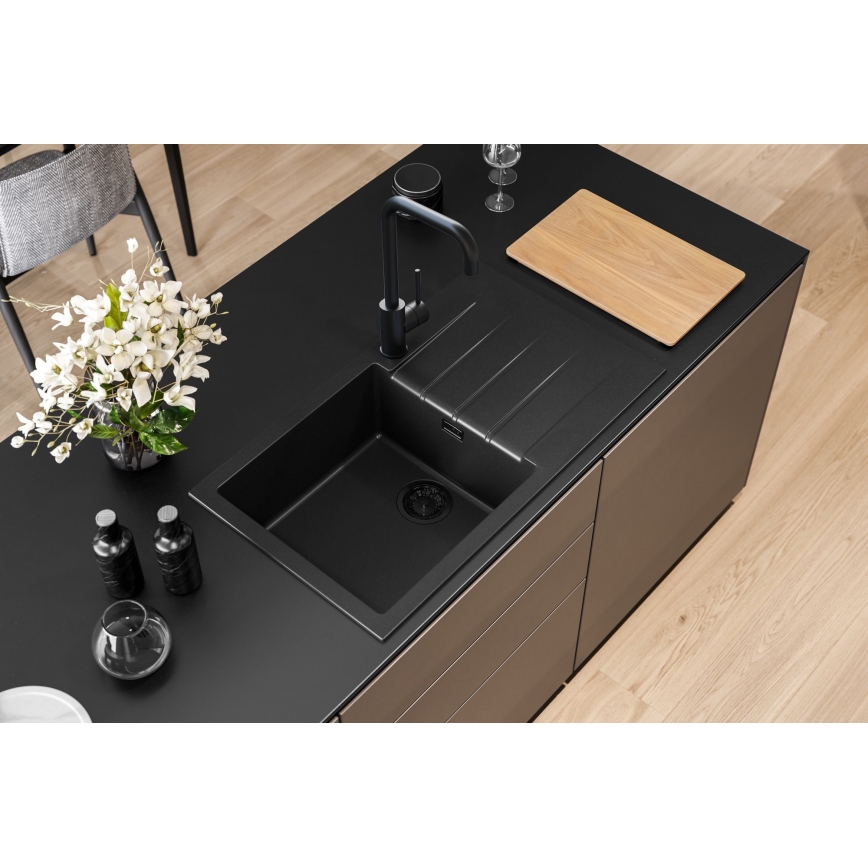 ALVEUS 1148160 - Lava-loiça de cozinha CADIT 86x50 cm granito/preto