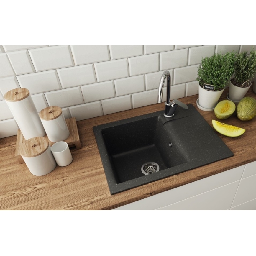 ALVEUS 1149116 - Lava-loiça de cozinha GEM 59x50 cm granito/preto