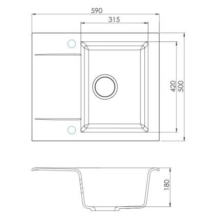 ALVEUS 1149116 - Lava-loiça de cozinha GEM 59x50 cm granito/preto