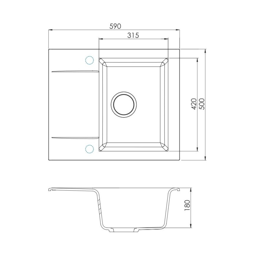 ALVEUS 1149116 - Lava-loiça de cozinha GEM 59x50 cm granito/preto