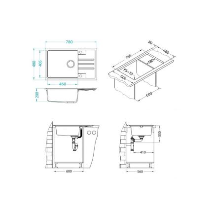 ALVEUS 1149117 - Lava-loiça de cozinha INTERMEZZO 78x48 cm granito/preto
