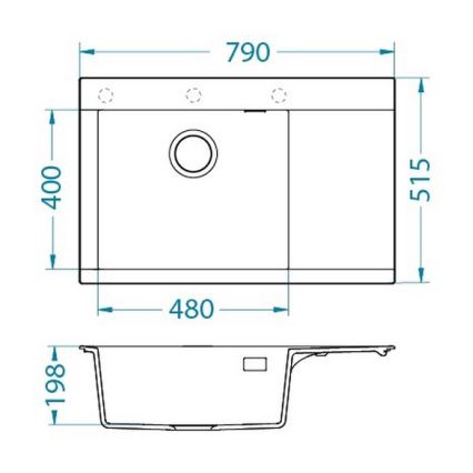 ALVEUS 1149498 - Cuba de cozinha PURE 79x51,5 cm granito/branco
