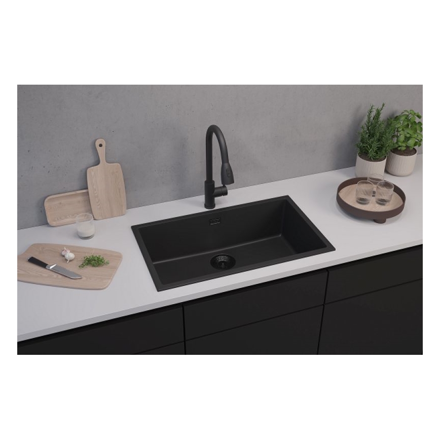 ALVEUS 1150064 - Pia de cozinha OMNI 75x45 cm granito/preto