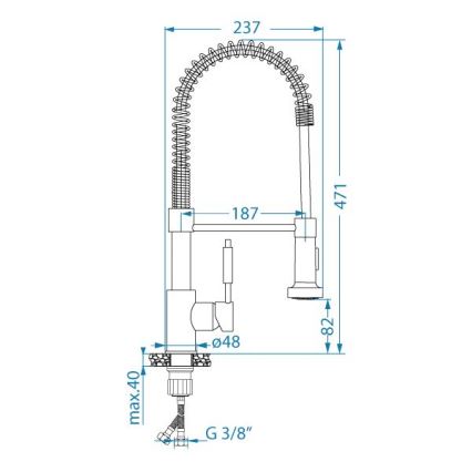 ALVEUS 1150886 - Torneira de cozinha com bica flexível e chuveirinho URBAN 47,1 cm satin