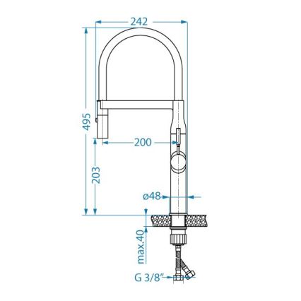 ALVEUS 1150893 - Torneira para lava-loiça com braço flexível com pulverizador MIRAGE 49,5 cm preto