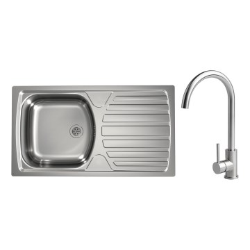 ALVEUS - Cuba de cozinha BASIC 78x43,5 cm aço mate/satinado + misturador de cozinha VIOLA 36,7 cm inox escovado