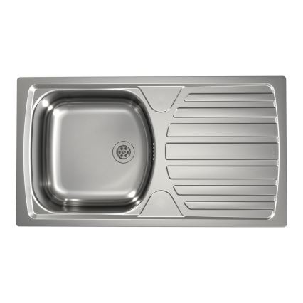 ALVEUS - Cuba de cozinha BASIC 78x43,5 cm em aço inoxidável satinado + Misturadora de cozinha VIOLA 36,7 cm em aço inoxidável escovado