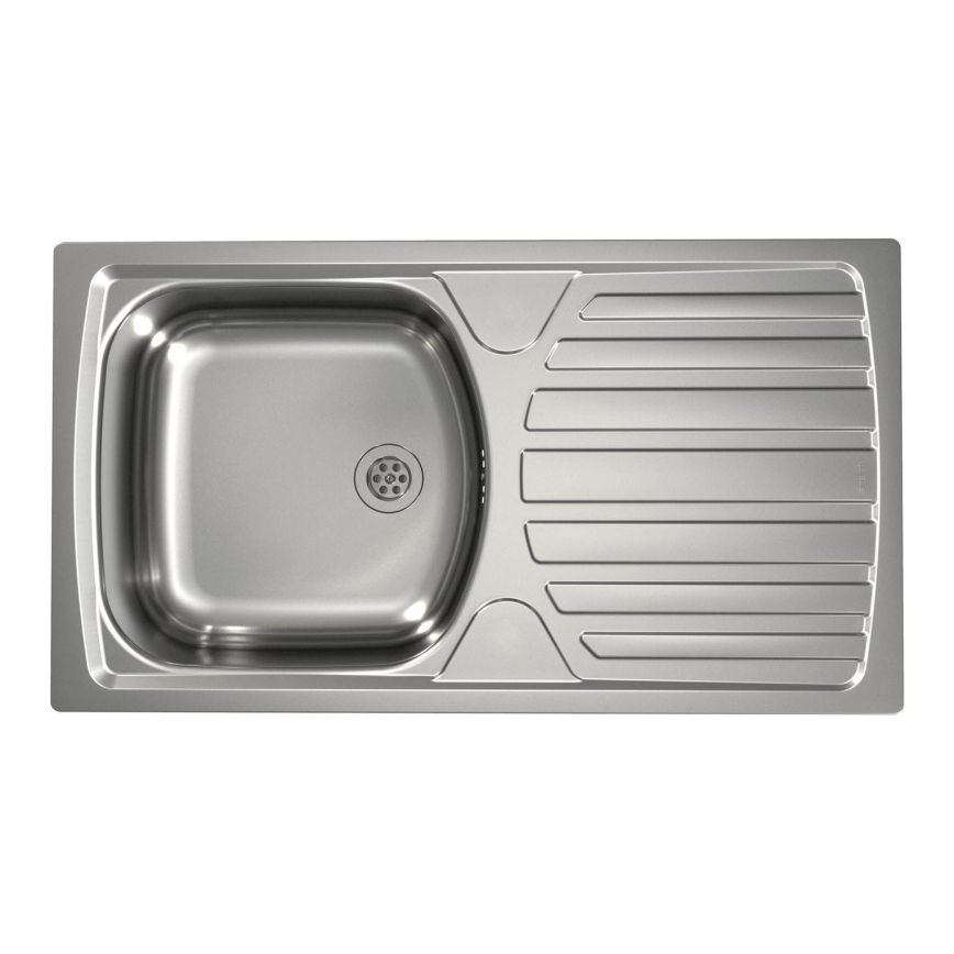 ALVEUS - Cuba de cozinha BASIC 78x43,5 cm em aço inoxidável satinado + Misturadora de cozinha VIOLA 36,7 cm em aço inoxidável escovado